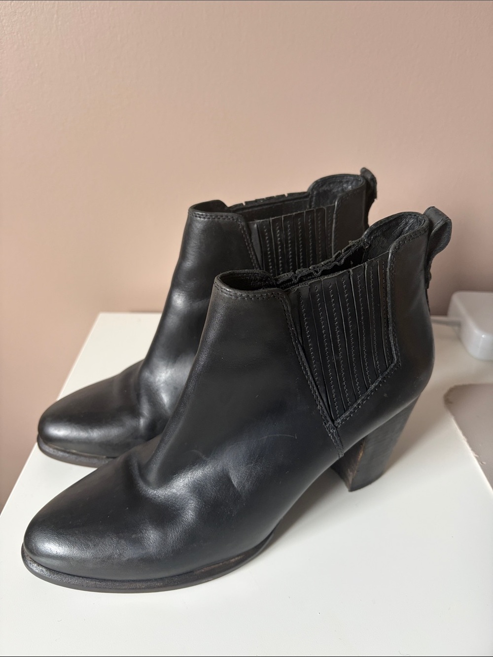 UGG Black Leather Chelsea Ankle Boots